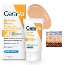 Cerave Sunscreen spf 30 Tinted Hydrating Mineral Facial Sunscreen Moisturizer 