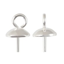 Sterling Silver Bail with Pin Cup & Open Loop * Jewelry Making Findings