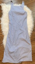 Asos Striped Blue And White Dress Buckle Open Back Nautical Lightweight Sz 4