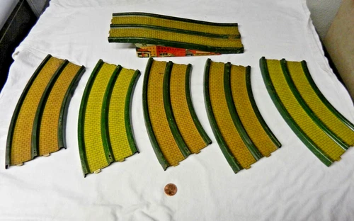Marx Track Sections For Windup Race Set Tin Lithographed Prewar - 6 Items