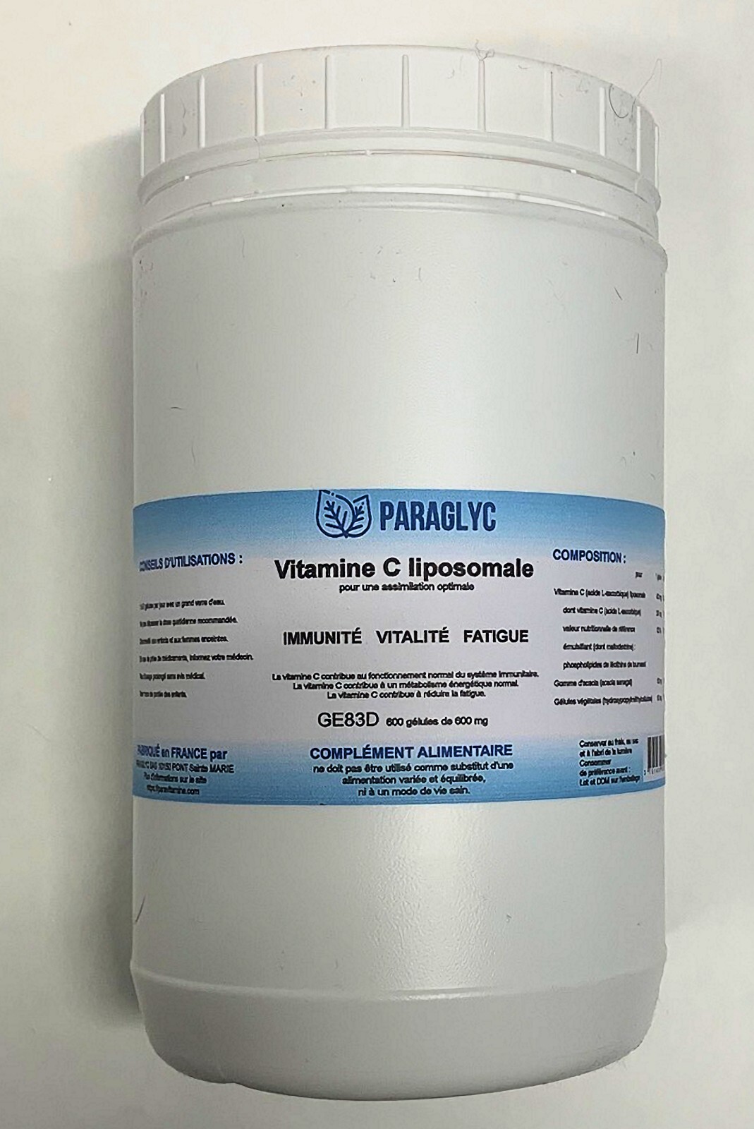 Vitamine C Liposomale PARAGLYC Tolérance Gastrique et Immunité 600 gélules