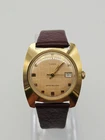 Vtg Mens Timex Marlin Rare Linen Dial Gold Tone 23660 2572 Manual Wind Running
