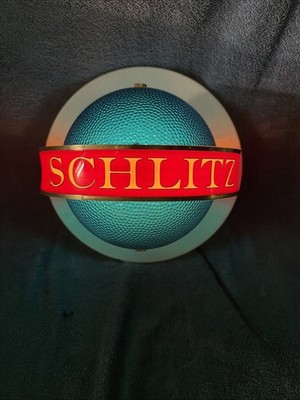 VINTAGE 1961 SCHLITZ BEER LIGHT UP ROTATING GLOBE SIGN 14” X 13” 2