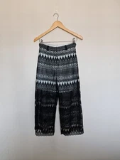 Self-Portrait Trousers Size 8 Crochet Guipure Lace Style Black Mint Cropped