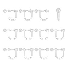 12Pcs Resin Clip-on Earring Converters with Spring, Style 2, Silver Tone