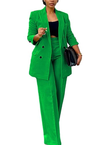 Women's Business Casual Suits 2 Piece Dressy Blazer and Loose Straight Leg Pa...