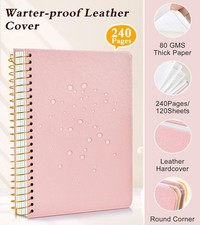 5 Subject Notebook College Ruled, Hardcover Spiral Notebook with Removable Po...