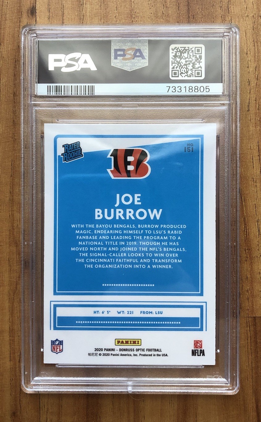 2020 Panini Donruss Optic - Rated Rookies Joe Burrow #151 RC PSA 10 view 2