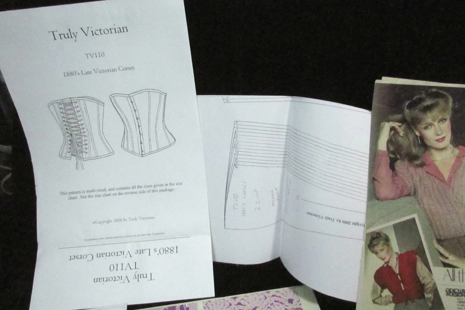 Truly Victorian TV110 1880's Late Victorian Corset Pattern Design + Crochet Vest - Image 2 of 4