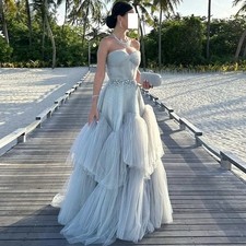 Tulle Pleat A-line Sweetheart Long Dresses Prom Dresses Classic Exquisite Modern