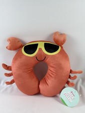 Crab with Sunglasses Soft Orange Kids Travel Neck Pillow READ
