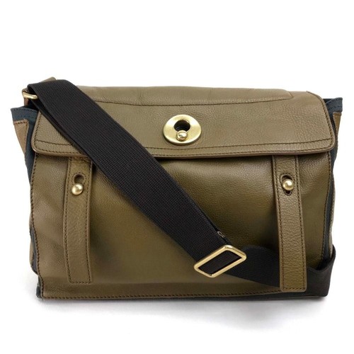 YVES SAINT LAURENT Muse Two Shoulder Bag Canvas Leather Brown Khaki 265707