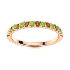 2MM Round Peridot  Smoky Quartz 925 Sterling Silver Rose Plated Eternity Ring