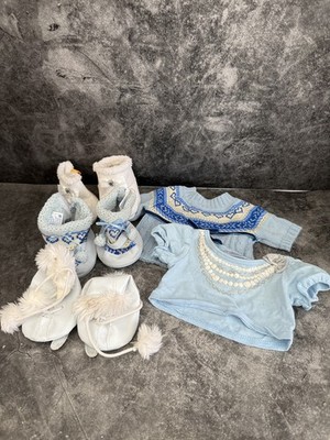 Build-A-Bear blau Strick Winter Outfit Set Konvolut Pullover, Stiefel, Schlittschuhe gebraucht