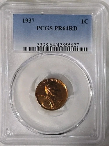 1937 PCGS Graded PR64RD Proof Lincoln Cent