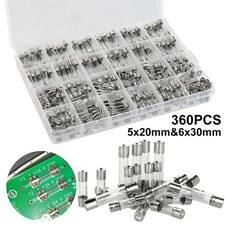 360x Assorted Glass Fuses Quick Blow Fast Acting Tube 5x20mm 6x30mm Box Fuse Set