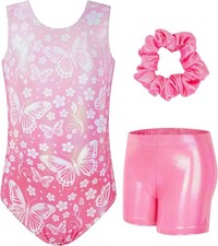 JiAmy Gymnastics Leotards for Girls, Sleeveless 6-7 Years, Pink Butterfly