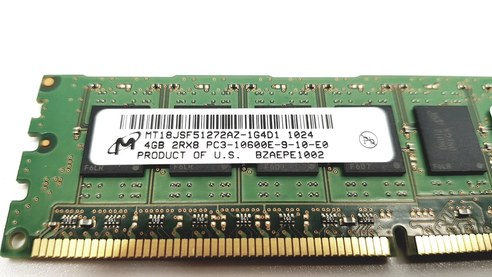 Micron 4GB PC3-10600E DDR3-1333MHz 240pin Desktop Memory MT18JSF51272AZ-1G4D1Z - Image 2 of 3