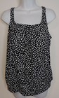 Lands End Tankini Top NEW 12 Black & White Polka Dot Blouson