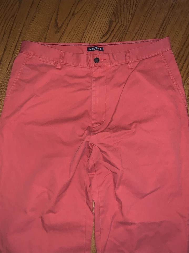 NAUTICA Salmón Naranja Para Hombre Vestido Informal Caqui Diseñador Pantalones Talla 38 X 32 ❤️tb75 Foto 4 de 4