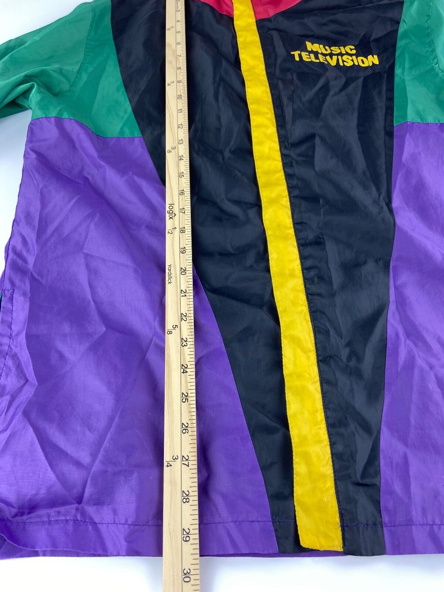 ジャケット・アウター 90s MTV / stadium jaket MTV Windbreaker Logo Jacket Zip Retro 90s Music Television