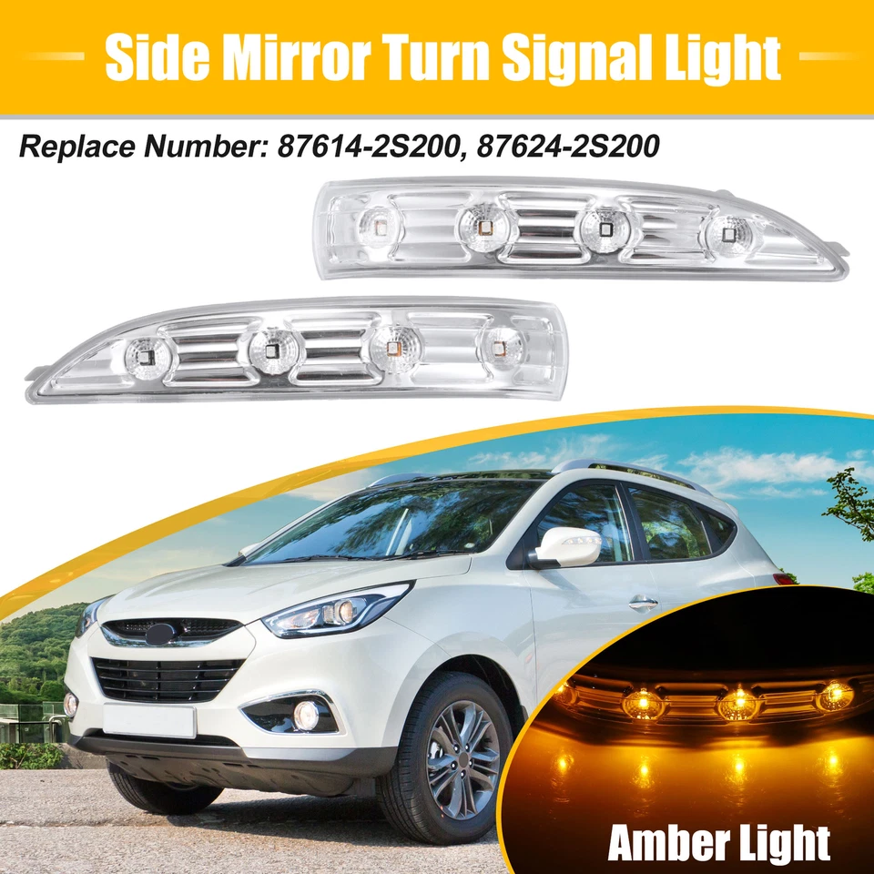 1 Pair Left Right Side Mirror LED Turn Signal Indicator Light for Hyundai ix35 - Image 2 of 4