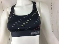 Victoria s Secret The Player Victoria Sport Logo Gray Racerback Sports Bra Sz.M