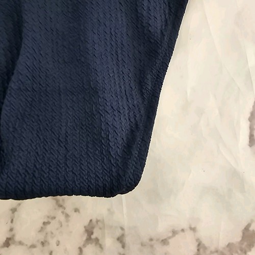 J Crew Swim Bottom Large Blue Curved Waist Textured Bikini Mid High Cut Cheeky - Picture 7 of 10