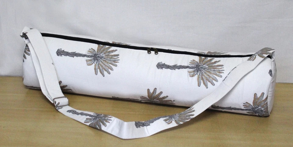 Bolso unisex indio plateado palmera algodón gimnasio correas para el hombro yoga esterilla bolsas EE. UU. Foto 2 de 4