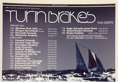 TURIN BRAKES - GIG ADVERT - UK TOUR - FEB/MARCH 2003