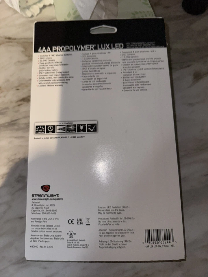 Linterna Streamlight 68244 4AA ProPolymer Lux Div 2 con LED Blanco Amarillo Foto 3 de 3