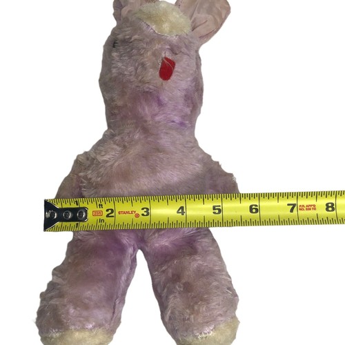 Vtg Purple Bunny Rabbit 14” Plush Satin Bendable Ears Mid Century Stuffed Animal - Picture 9 of 11