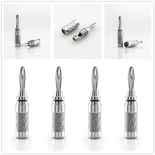 8x Rhodium Plated Banana Plug Carbon Fiber Terminal HIFI Speaker Cable Connector - Picture 10 of 12