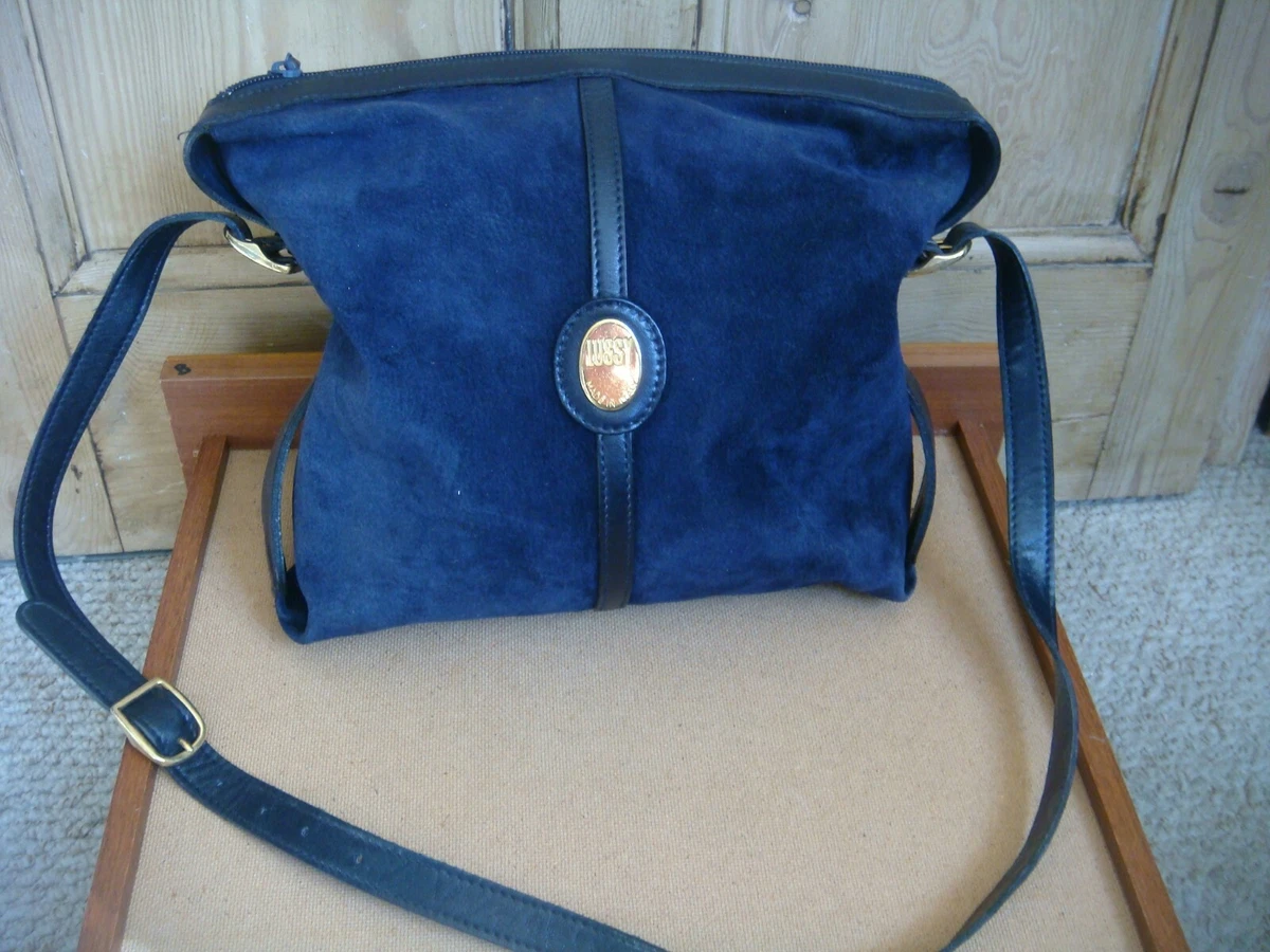 Blue suede handbags cheap
