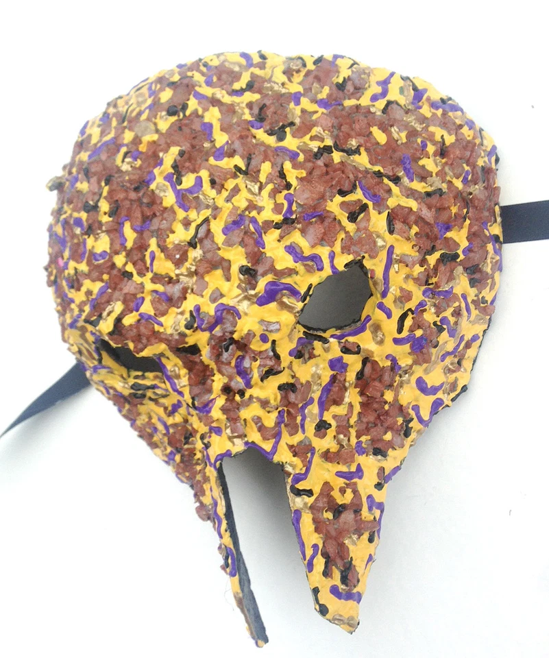 Mix Media Mask   Yellow with Stones Handmade One of a kind - Image 3 of 4