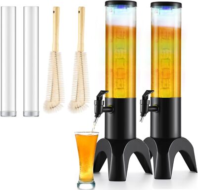 COSYOO 2PCS Drink Tower, 1.5L Mimosa Tower Dispenser With Ice Tube 2PCS-1.5L 
