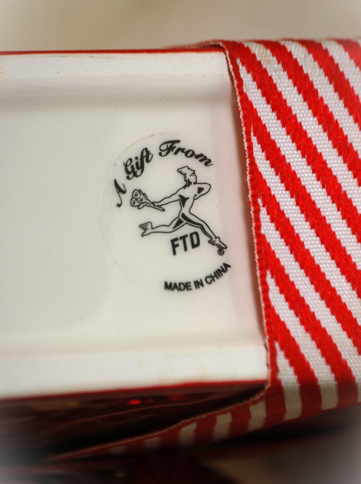 Christmas Holiday FTD Ceramic Vase Planter Container Red & White Gift ...