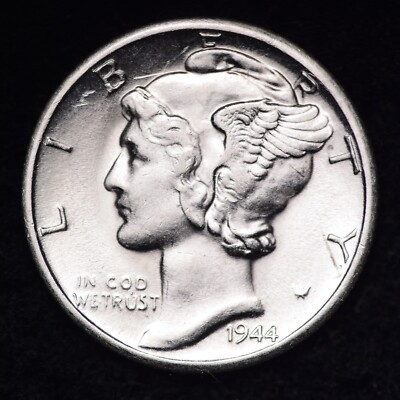 1944-D Mercury Silver Dime AU FREE SHIPPING 
