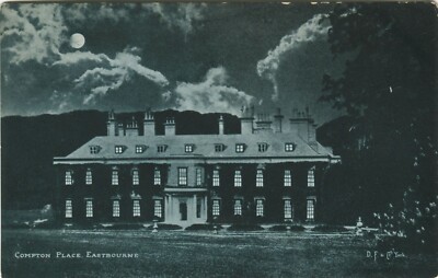 COMPTON PLACE, HAUS, EASTBOURNE, NACHT, MOND - Sussex Postkarte D F & Co