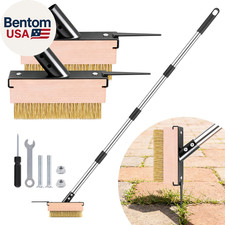 Crack Weeder Tool with 2 Brush Heads,5.1In Extended Metal Crevice Weeding Brush,