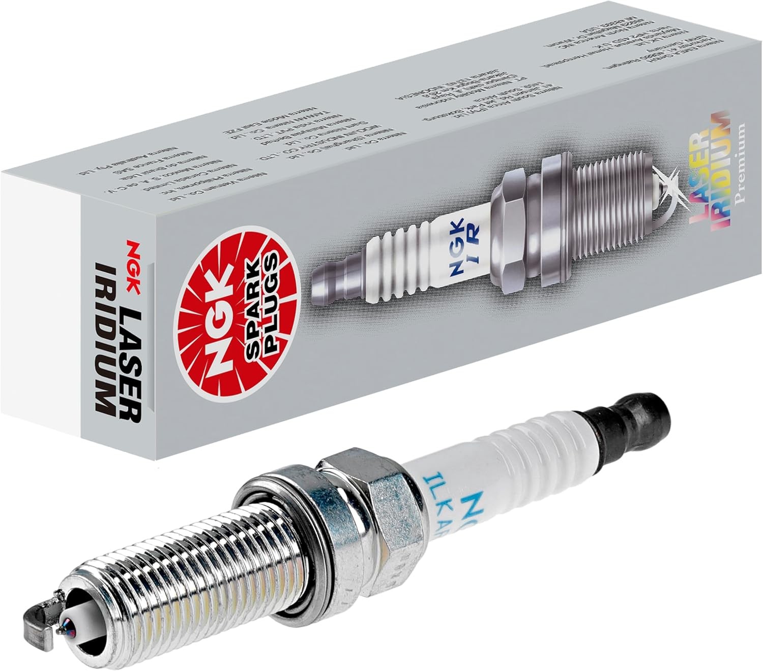 Spark Plug, NGK Laser Iridium, 12 mm Thread, 26.5 mm Reach, Gasket Seat, Stock