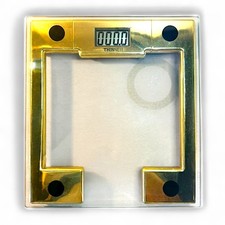 Thinner Digital Glass Body Weight Scale R0699 Gold Frame LCD Display 2000s
