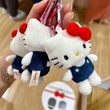 Sanrio Hello Kitty Classic Navy Blue Pinafore Dress Plush Toy Backpack Charm