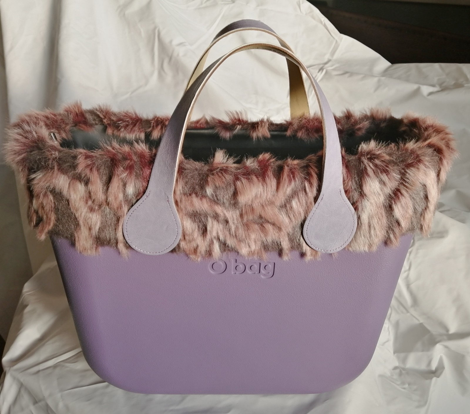 O bag Borsa Nuova Originale - Col. Viola - Interno Nero Bordo Pelliccia