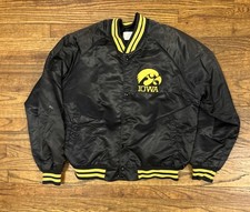 Iowa Hawkeyes Chalk Line Vintage 80s Satin Quilt Lined Jacket XLarge USA Coat
