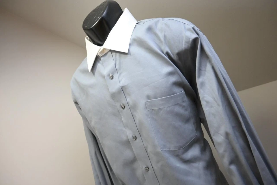 Donald Trump Dress Shirt Regular Fit Gray French Cuff Mens Size 18 36/37 2XL - Image 3 of 4