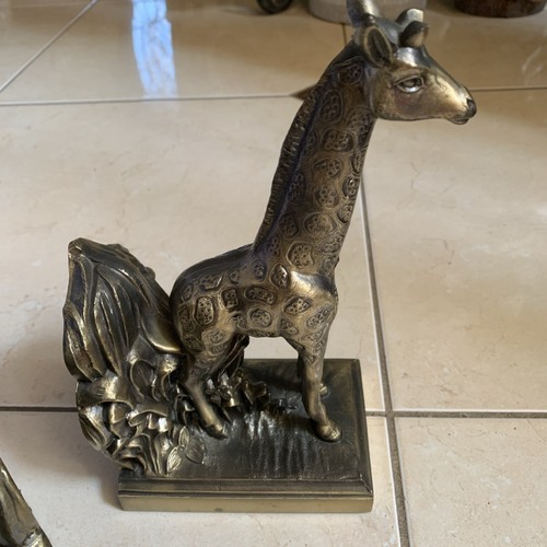 2 Vintage massive Messing Giraffe Buchstützen 9x5x3,5 - Bild 2 von 8