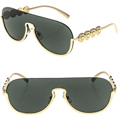 VERSACE VE2215 2215 Coin Medusa Stud Gold Black Pilot Mask Metal Sunglasses