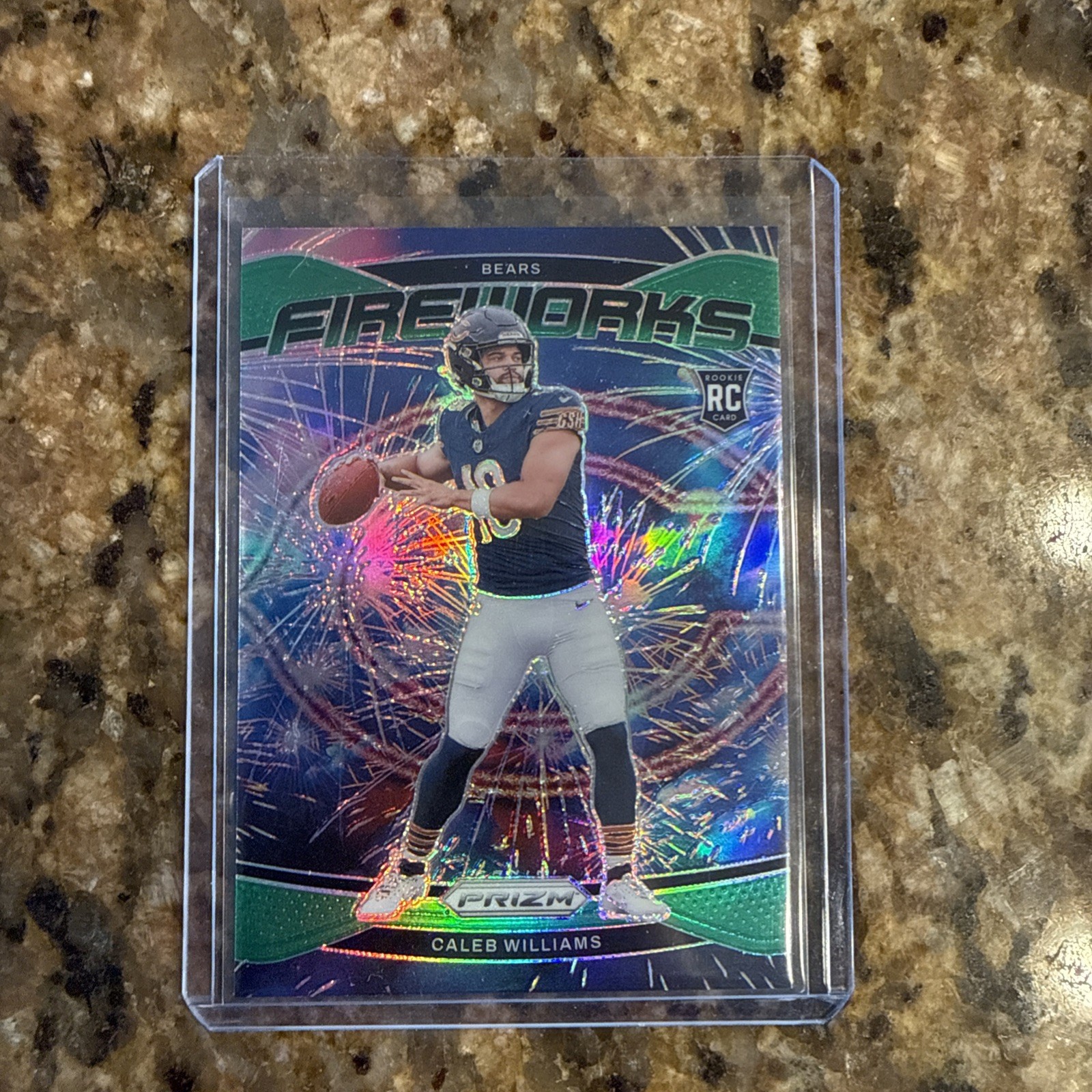 2024 Panini Prizm #25 Caleb Williams Fireworks Green Ice Prizm