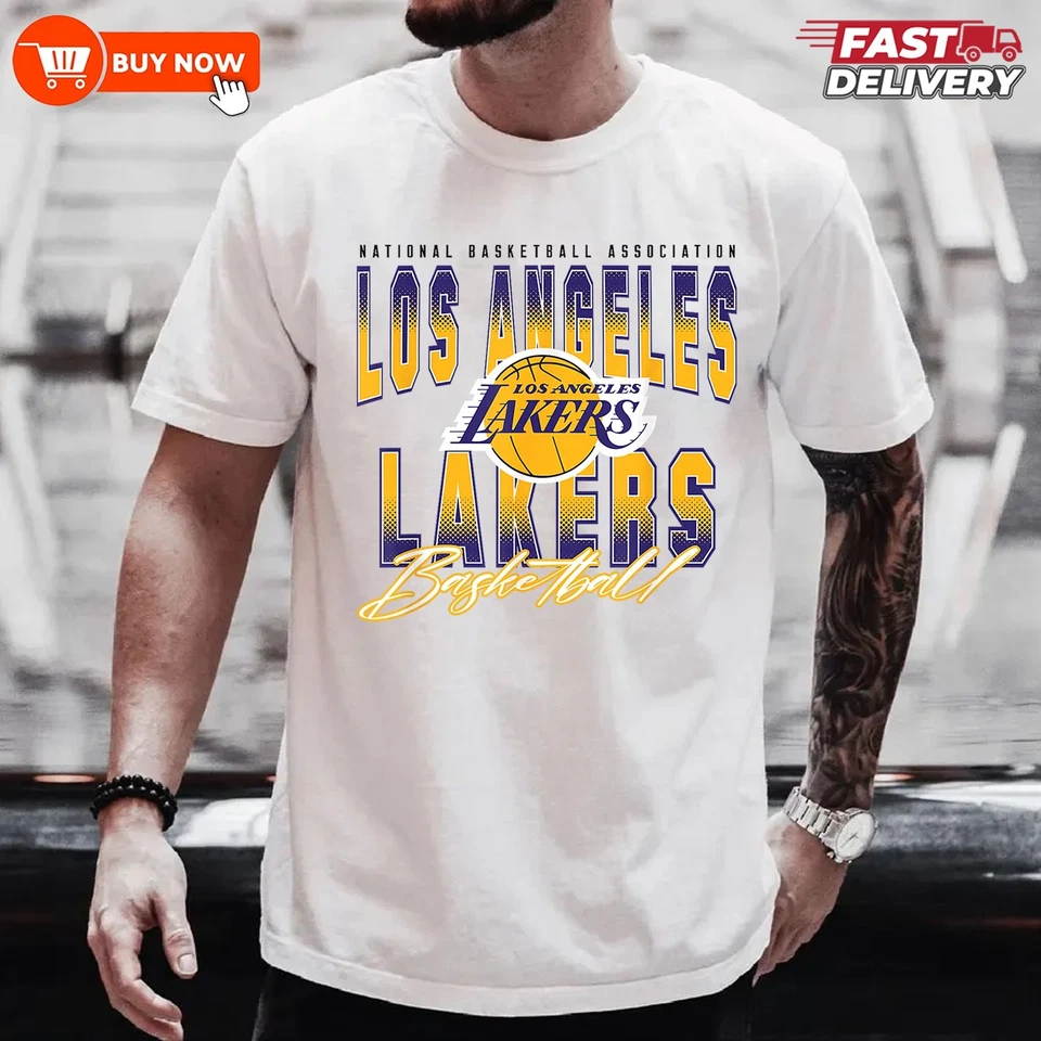 NEW Los Angeles Lakers Fade Out NBA Basketball TShirt - Multicolors, S-5XL - Image 2 of 4